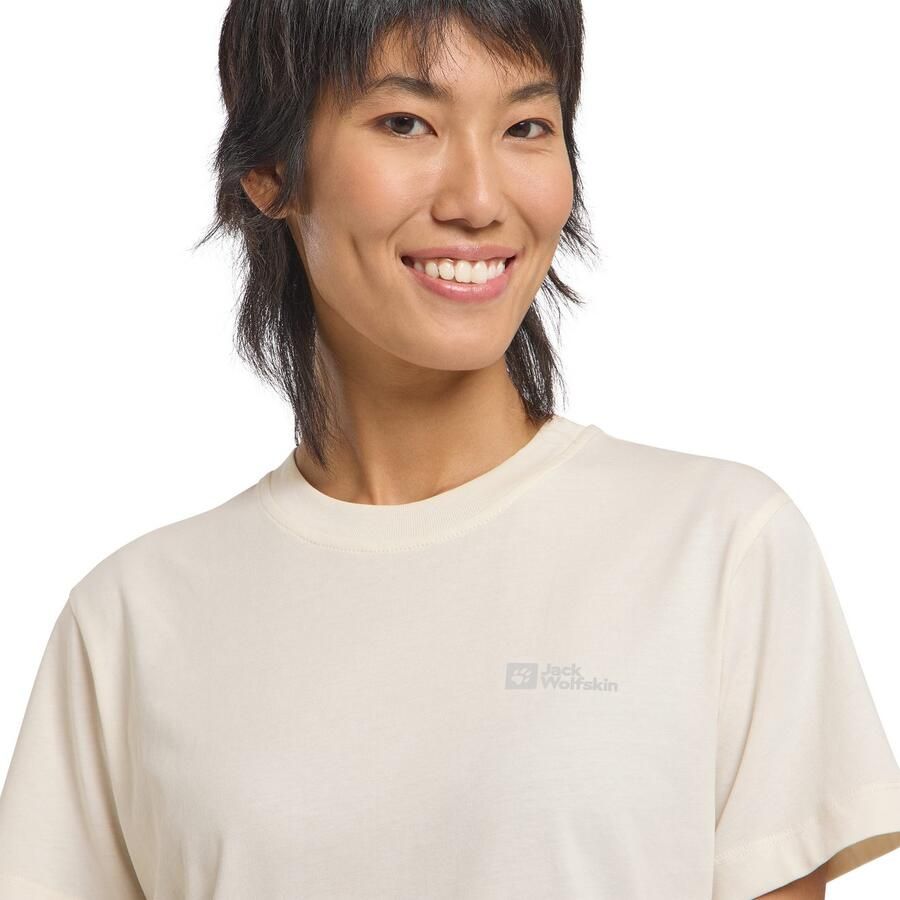 Jack Wolfskin Essential T-Shirt Women T-shirt van biologisch katoen Dames XXL cotton white cotton white