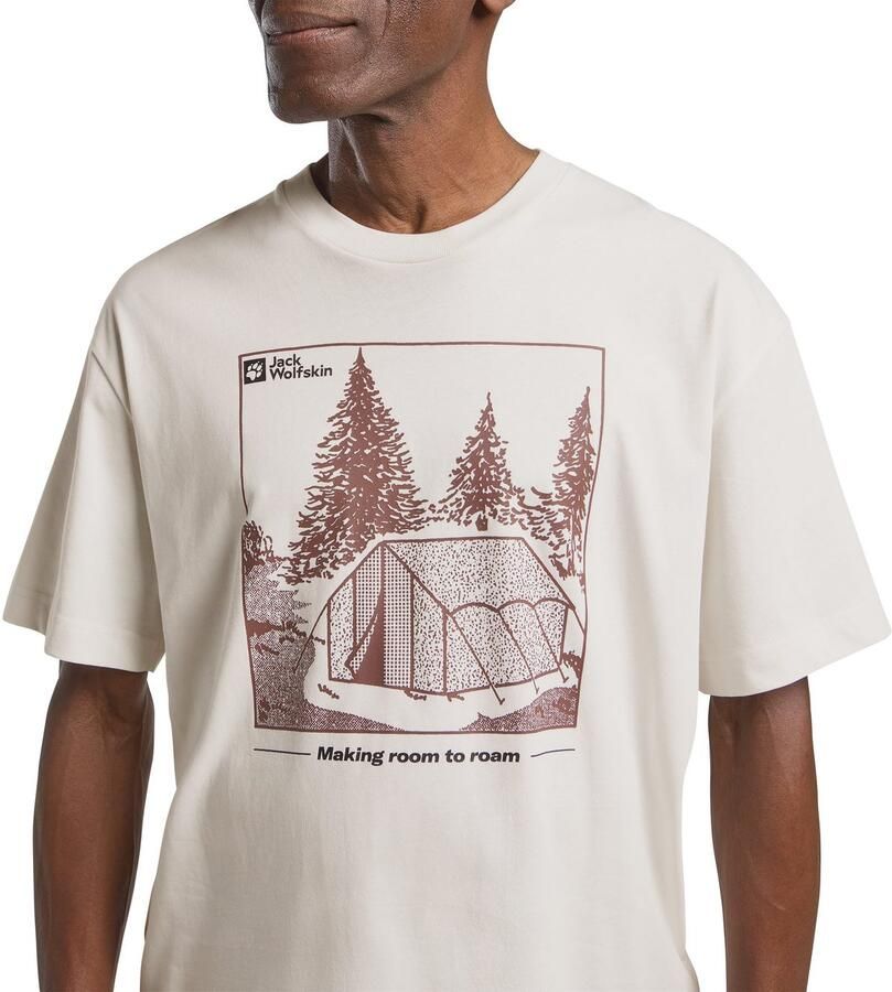 Jack Wolfskin Freeroamer T-Shirt Men T-shirt van biologisch katoen XXL tent cotton white TENT cotton white
