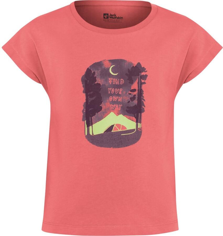Jack Wolfskin Graphic T-Shirt T-shirt van biologisch katoen Kinderen 104 print sunset coral PRINT sunset coral