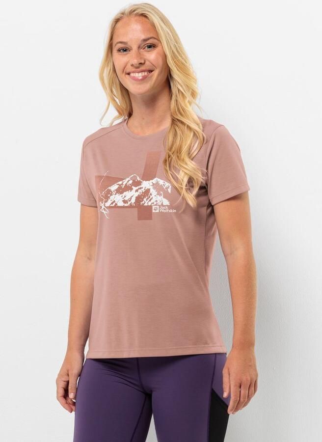 Jack Wolfskin Vonnan S S Graphic T-Shirt Women Functioneel shirt Dames XL rose dawn Rose Dawn - Foto 4