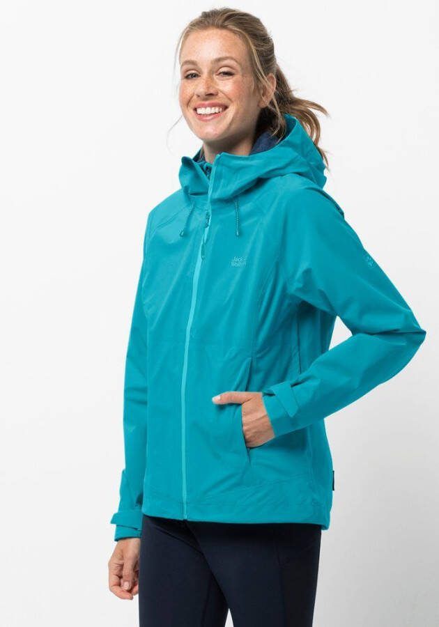 Jack Wolfskin Highest Peak Jacket Women Regenjack Dames XXL blauw dark cyan