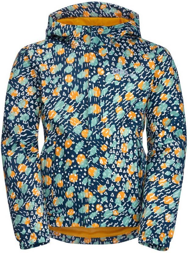 Jack Wolfskin Villi 2L Print Jacket Kids Regenjack Kinderen 128 dark sea 51 dark sea 51