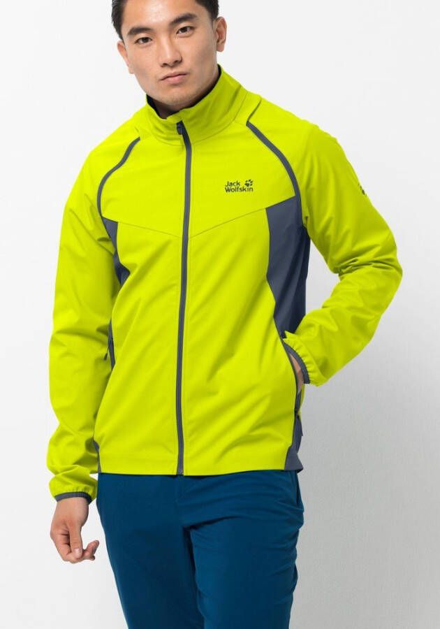 Jack Wolfskin Tandem Softshell Men fietsjack heren S geel flashing yellow