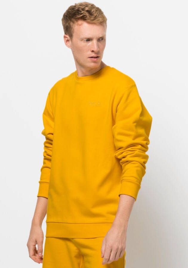 Jack Wolfskin Essential Crewneck Men Sweatshirt van biologisch katoen Heren 3XL bruin burly yellow XT