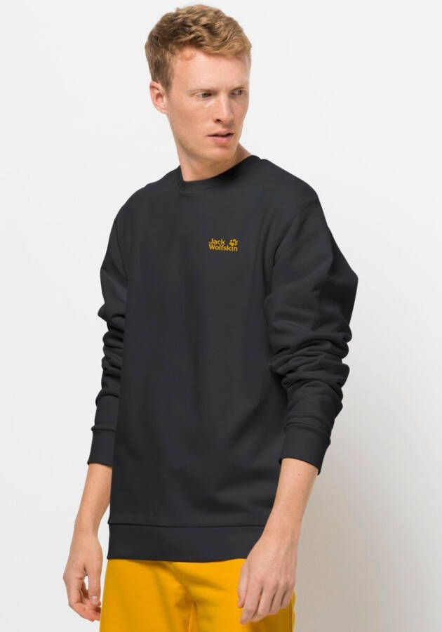 Jack Wolfskin Essential Crewneck Men Sweatshirt van biologisch katoen Heren S grijs black