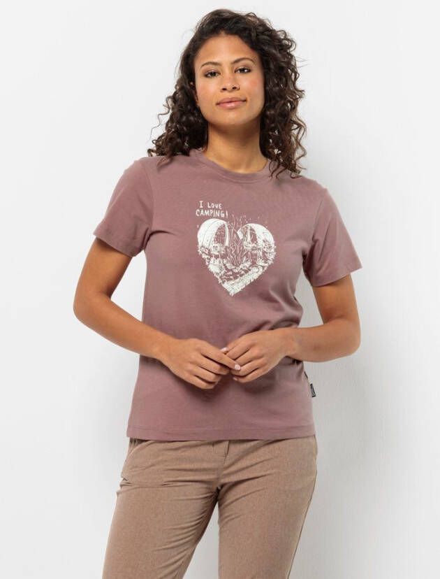 Jack Wolfskin Camping Love T-Shirt Women T-shirt van biologisch katoen Dames XS afterglow