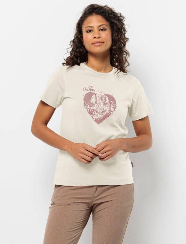 Jack Wolfskin Camping Love T-Shirt Women T-shirt van biologisch katoen Dames XXL cotton white cotton white