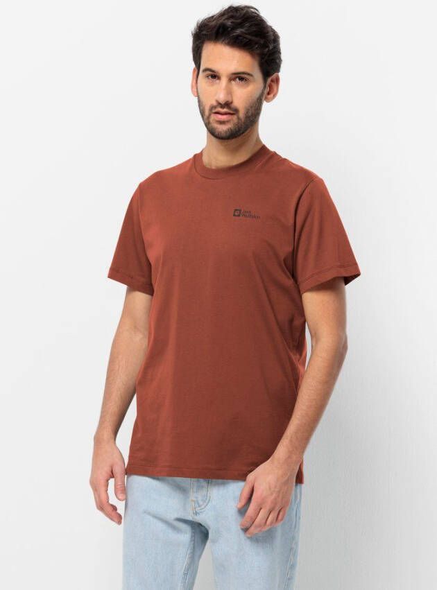Jack Wolfskin Essential T-Shirt Men Heren T-shirt van biologisch katoen S carmine