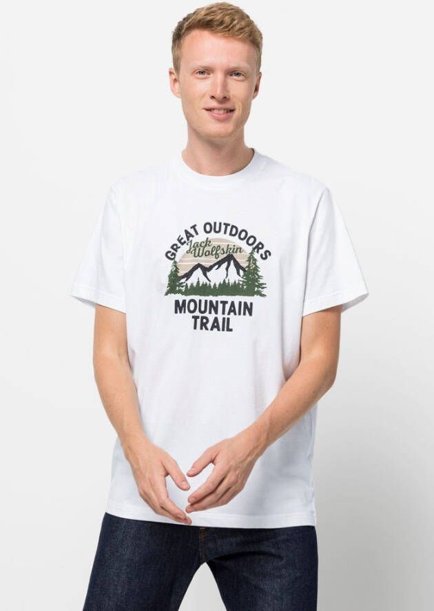 Jack Wolfskin JW Mountain Trail T-Shirt Men Heren T-shirt van biologisch katoen XXL geel white rush