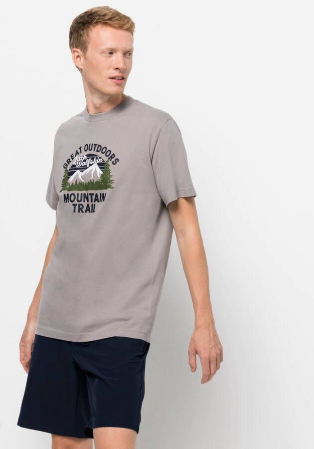 Jack Wolfskin JW Mountain Trail T-Shirt Men Heren T-shirt van biologisch katoen XL grijs ash grey