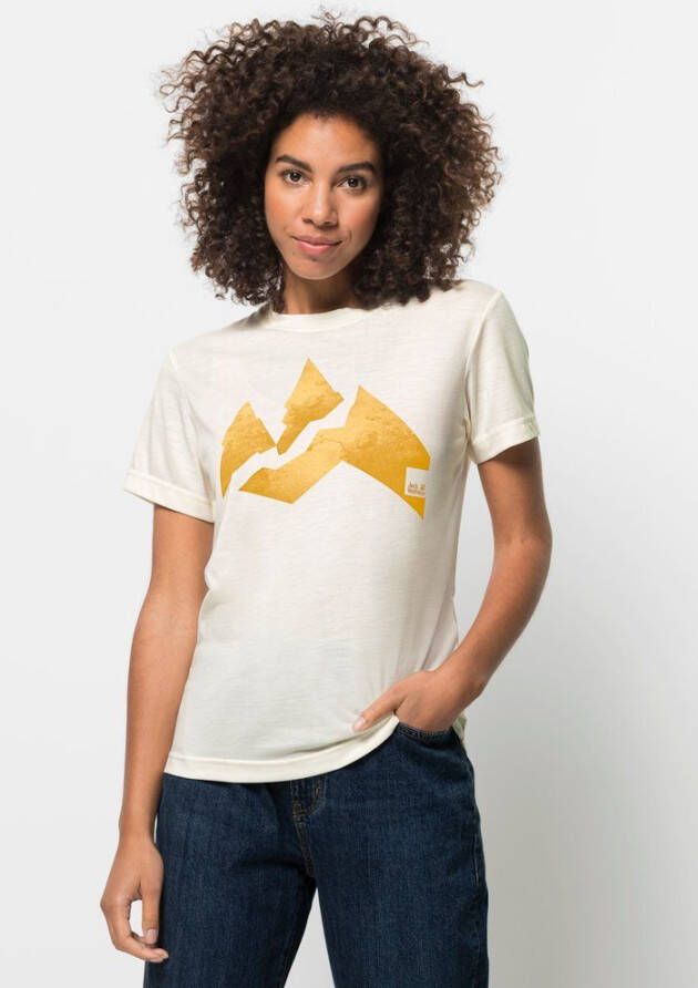 Jack Wolfskin Nature Mountain T-Shirt Women Dames T-shirt van biologisch katoen XL wit cotton white ylw
