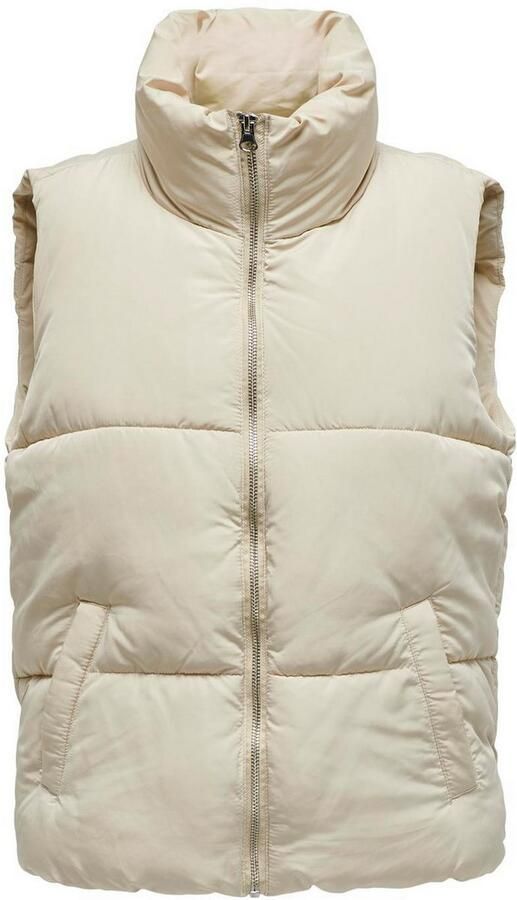 Jacqueline de Yong Mouwloze Gewatteerde Jas in Crème Beige Dames - Foto 6