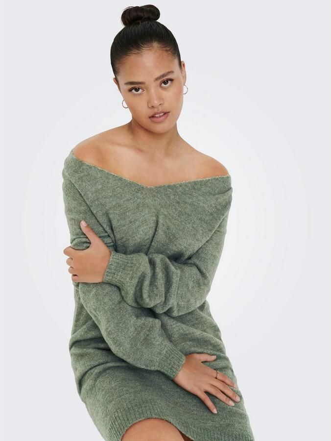 JDY Gebreide jurk ELANORA L S V-NECK DRESS KNT NOOS - Foto 3