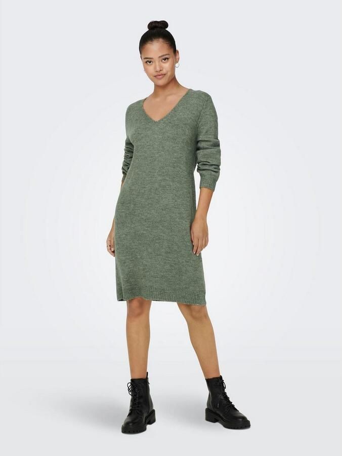 JDY Gebreide jurk ELANORA L S V-NECK DRESS KNT NOOS - Foto 4