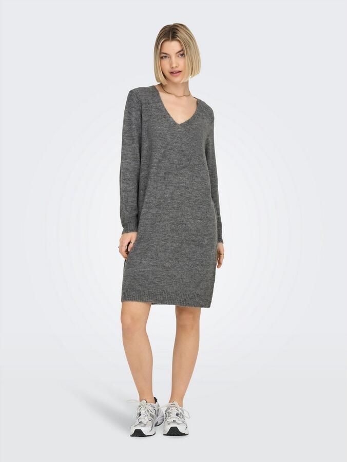JDY Gebreide jurk ELANORA L S V-NECK DRESS KNT NOOS - Foto 4