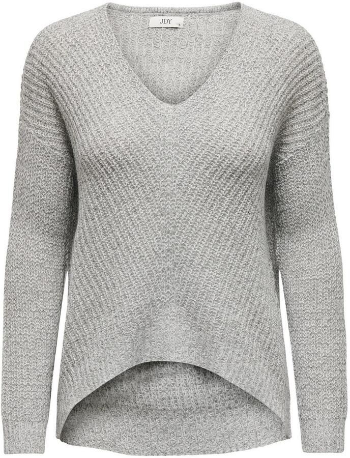 Jacqueline de Yong Grijze effen gebreide trui met lange mouwen Gray Dames - Foto 4