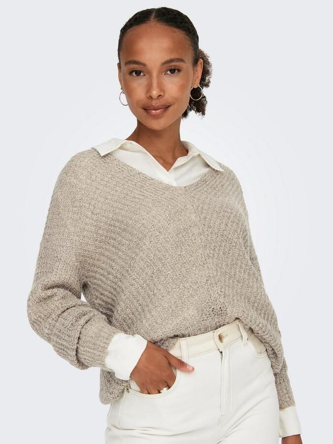 Jacqueline de Yong Beige Gebreide Trui met Lange Mouwen Beige Dames - Foto 3