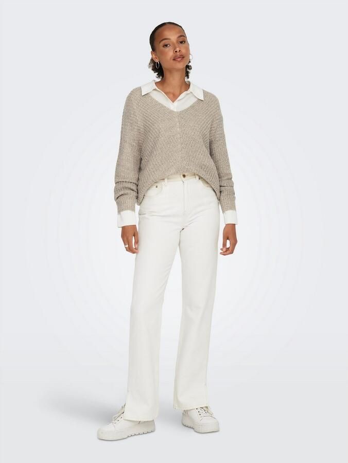Jacqueline de Yong Beige Gebreide Trui met Lange Mouwen Beige Dames - Foto 4