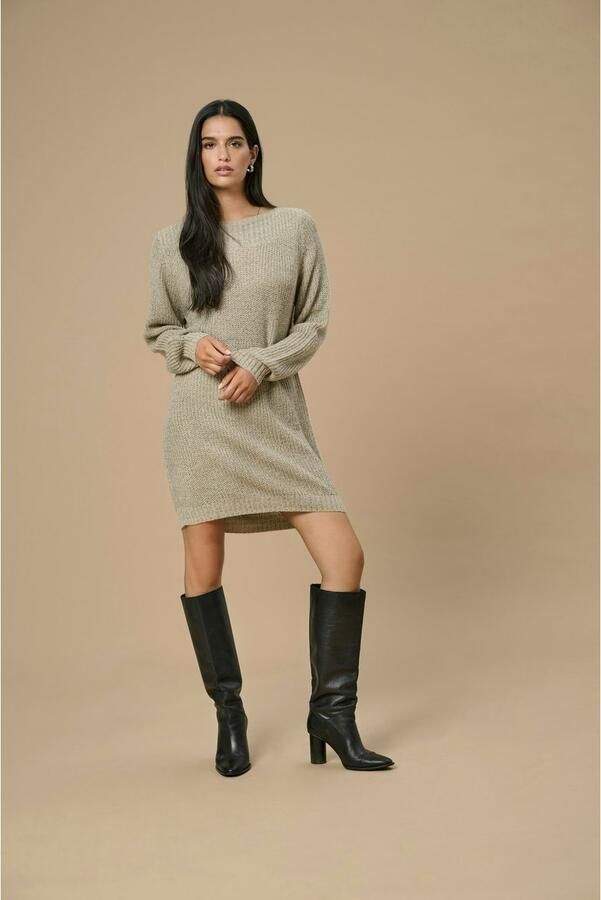 Jacqueline de Yong Beige Boothals Sweater Jurk Beige Dames - Foto 6
