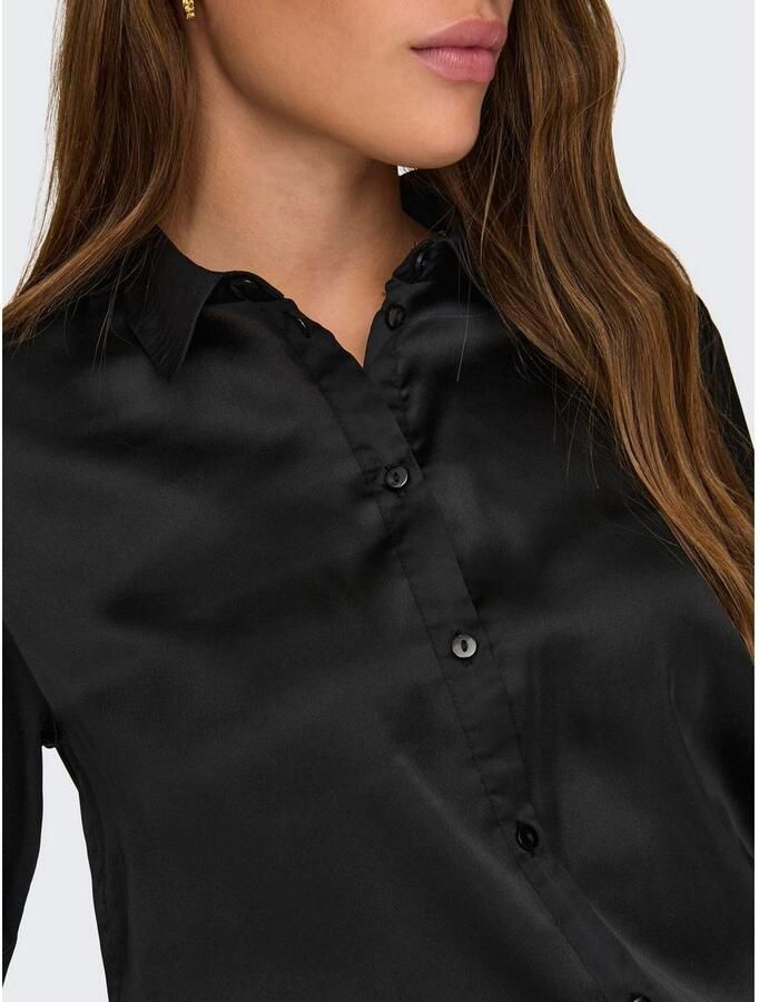 Jacqueline de Yong Zwarte damesoverhemd met lange mouwen Black Dames - Foto 3