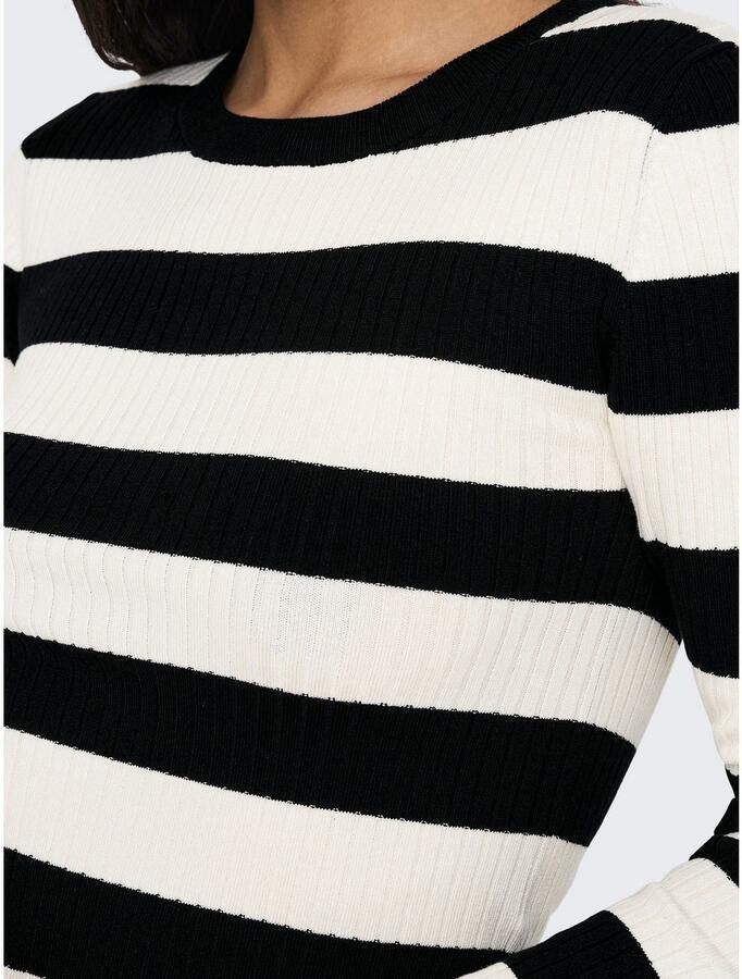Jacqueline de Yong Gestreepte Gebreide Ronde Hals Trui Black Dames - Foto 4