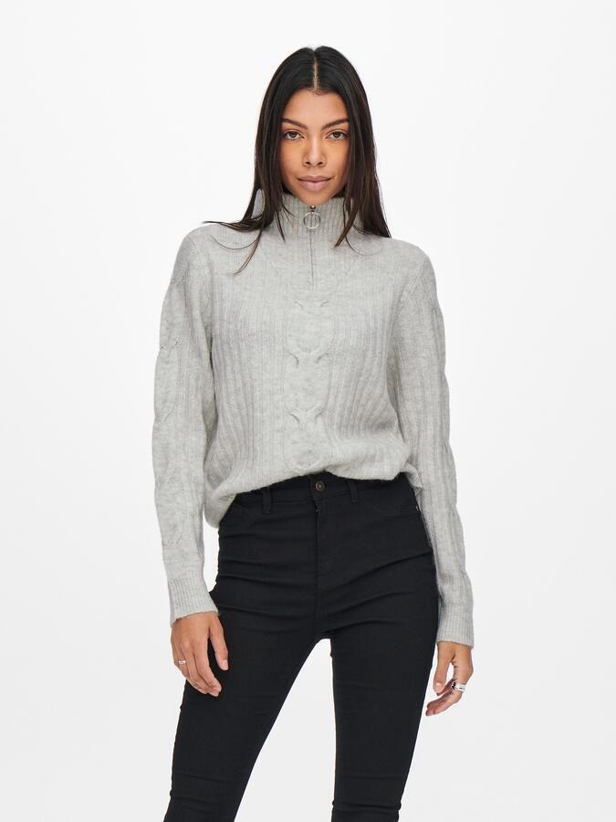 JDY Trui met staande kraag ANDREA L S ZIP CABLE PULLOVE KNT NOOS - Foto 6