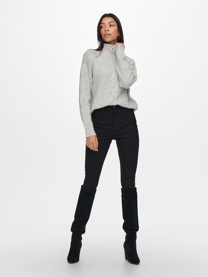 JDY Trui met staande kraag ANDREA L S ZIP CABLE PULLOVE KNT NOOS - Foto 2