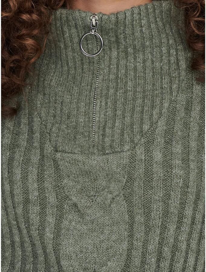 JDY Trui met staande kraag ANDREA L S ZIP CABLE PULLOVE KNT NOOS