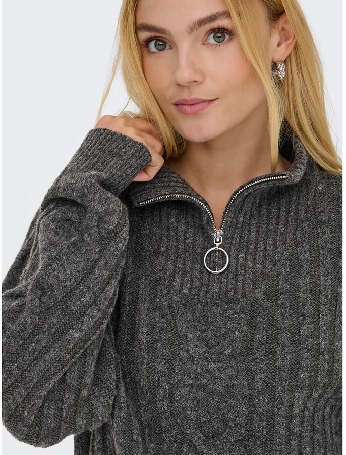 JDY Trui met staande kraag ANDREA L S ZIP CABLE PULLOVE KNT NOOS - Foto 2