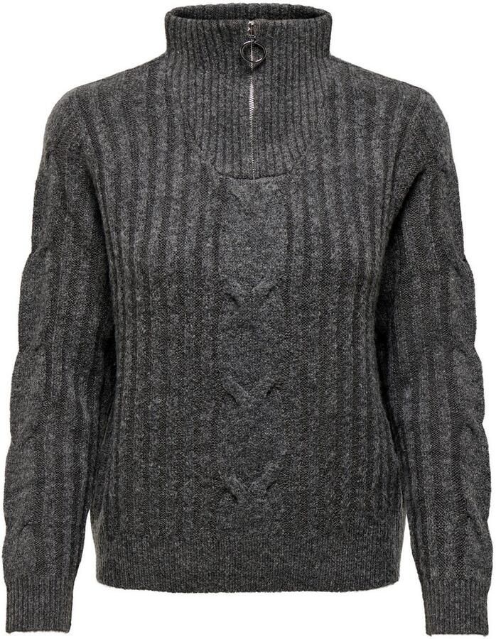 JDY Trui met staande kraag ANDREA L S ZIP CABLE PULLOVE KNT NOOS