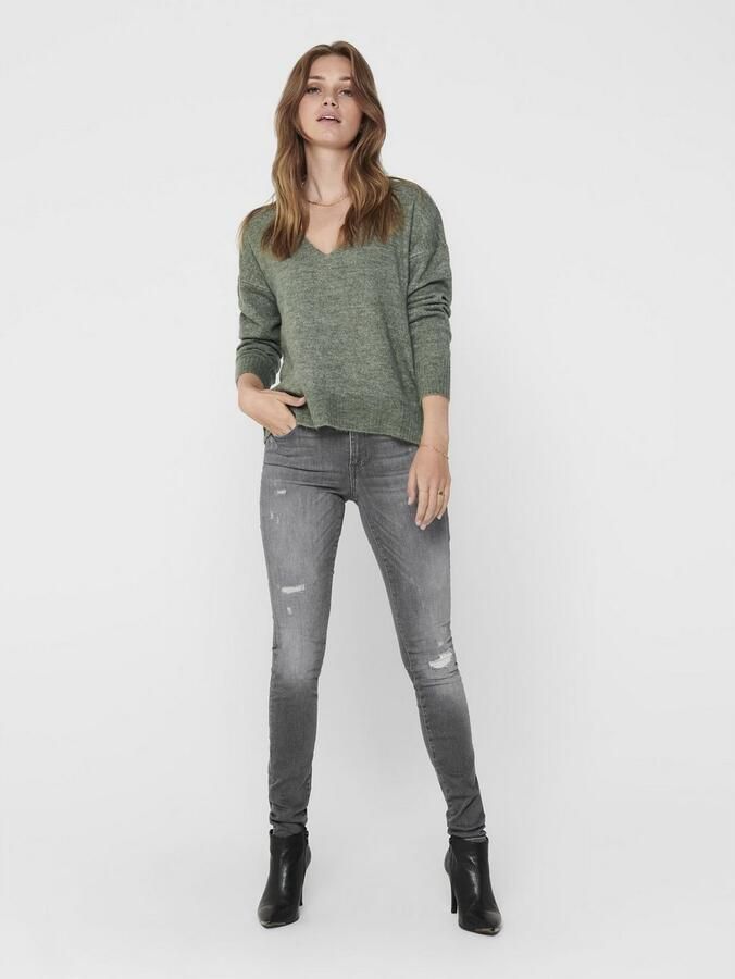 Jacqueline de Yong Lange Mouw V-hals Trui Vrouwen Green Dames - Foto 6