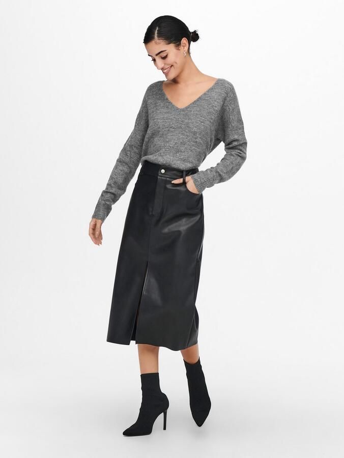 Jacqueline de Yong Lange Mouw V-hals Trui Vrouwen Gray Dames - Foto 3