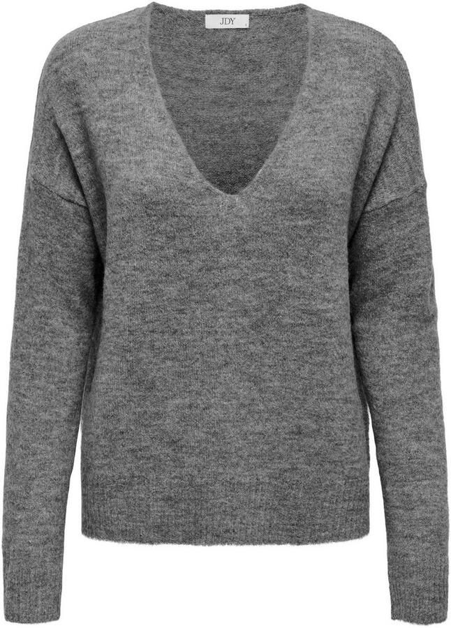 Jacqueline de Yong Lange Mouw V-hals Trui Vrouwen Gray Dames - Foto 4