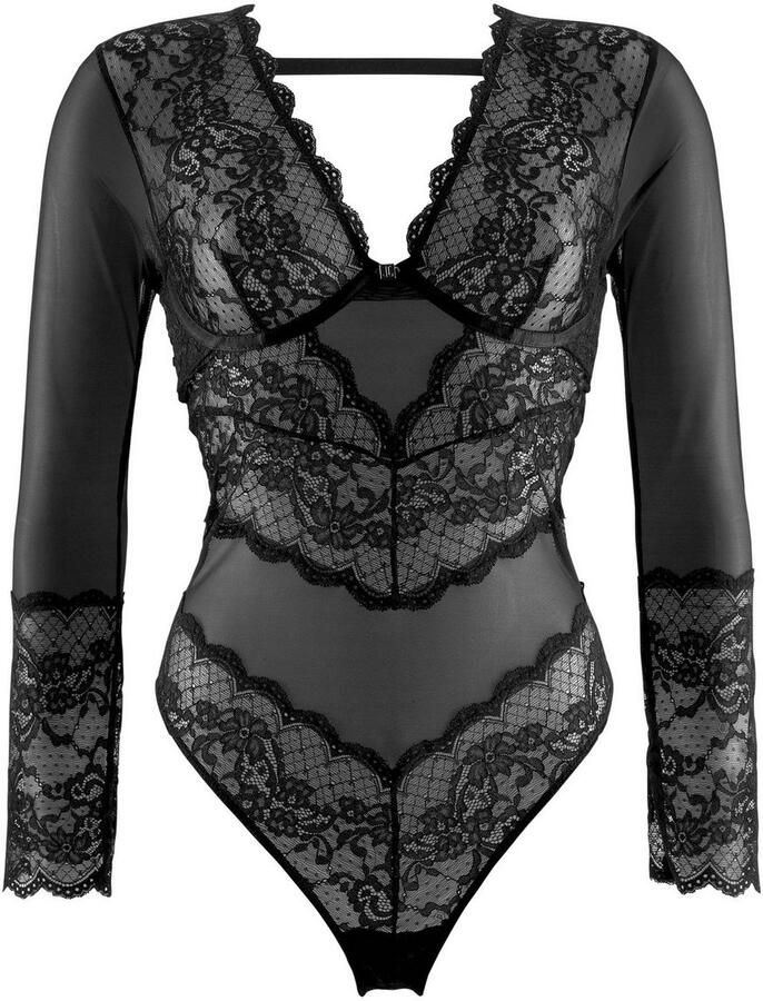 Jette Joop Body met lange mouwen in een verleidelijke transparante look sexy lingerie sexy ondergoed