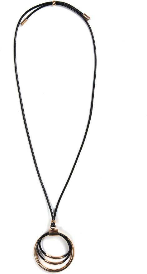 Firetti Lange ketting Textielband met cirkels met zirkoon (synthetisch)