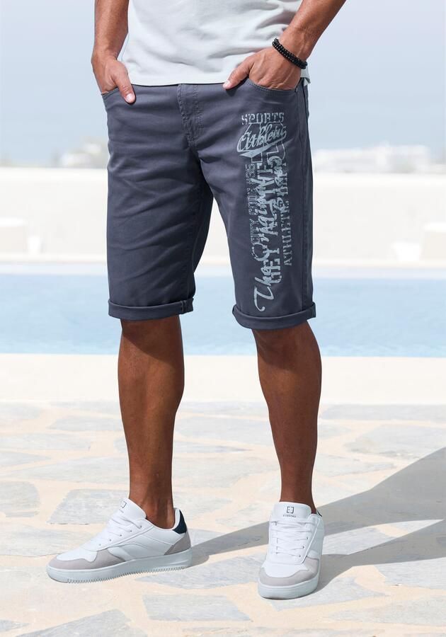 John Devin Bermuda Van elastische katoenmix met grote print op het been 3 4 shorts - Foto 5