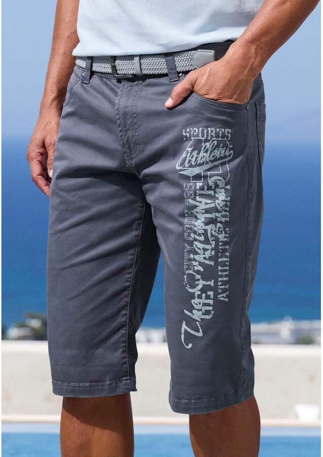 John Devin Bermuda Van elastische katoenmix met grote print op het been 3 4 shorts - Foto 3