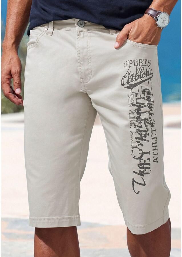 John Devin Bermuda Van elastische katoenmix met grote print op het been 3 4 shorts - Foto 3
