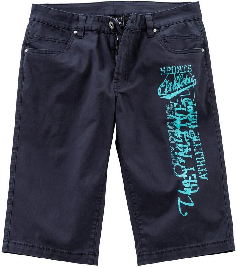 John Devin Bermuda Van elastische katoenmix met grote print op het been 3 4 shorts