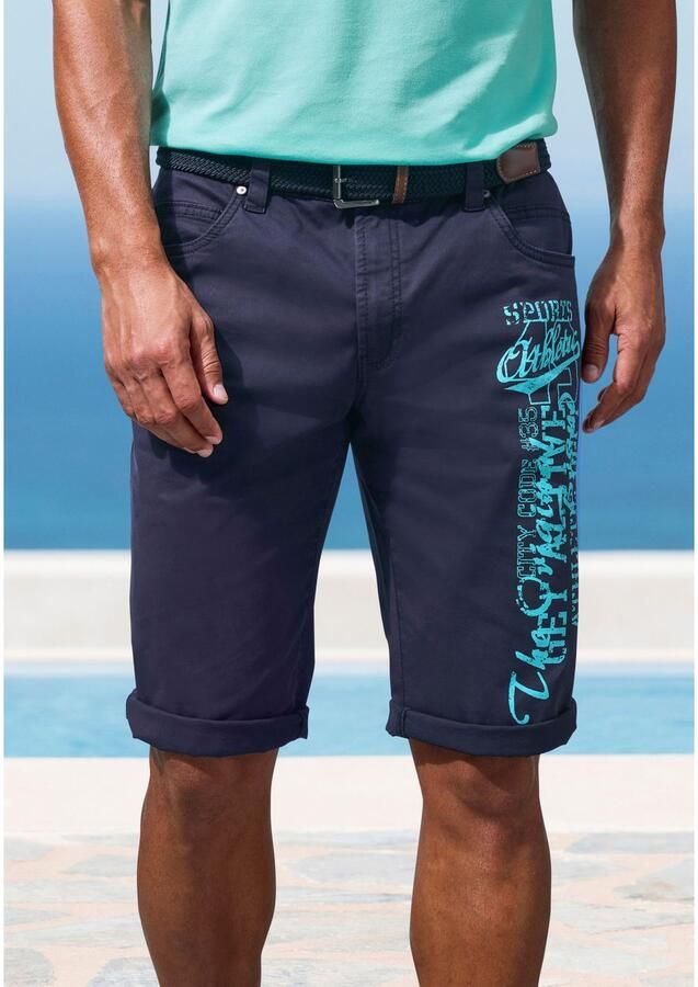 John Devin Bermuda Van elastische katoenmix met grote print op het been 3 4 shorts - Foto 3