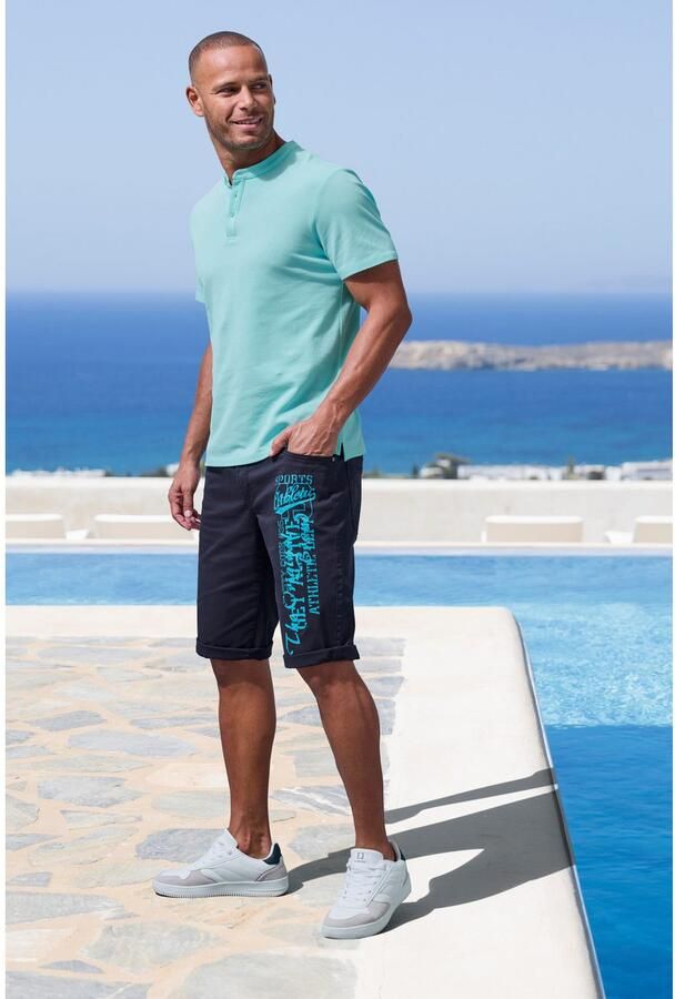 John Devin Bermuda Van elastische katoenmix met grote print op het been 3 4 shorts - Foto 4