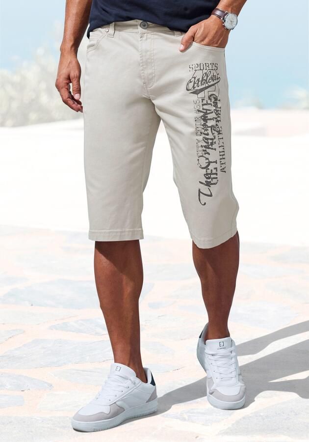 John Devin Bermuda Van elastische katoenmix met grote print op het been 3 4 shorts - Foto 4
