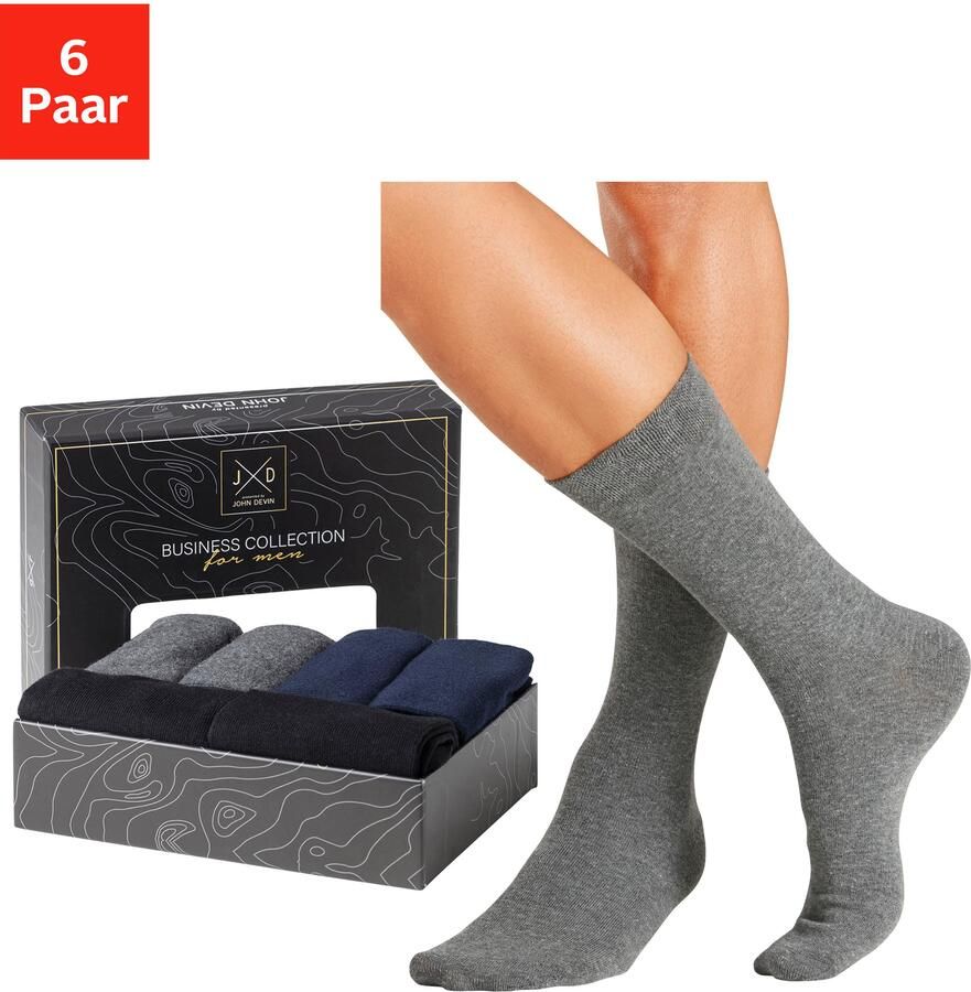 John Devin Business-sokken lange vorm waardevol verpakt in doos (set 6 paar) - Foto 13