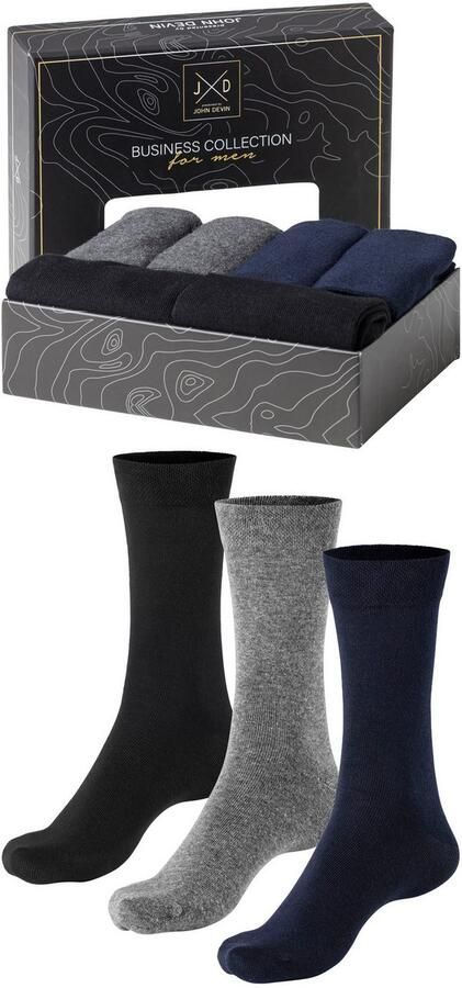 John Devin Business-sokken lange vorm waardevol verpakt in doos (set 6 paar) - Foto 11