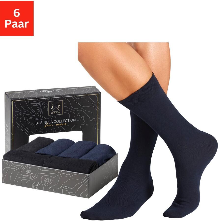 John Devin Business-sokken lange vorm waardevol verpakt in doos (set 6 paar) - Foto 12