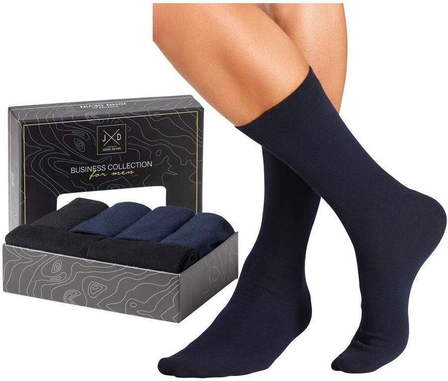 John Devin Business-sokken lange vorm waardevol verpakt in doos (set 6 paar)