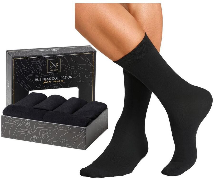 John Devin Business-sokken lange vorm waardevol verpakt in doos (set 6 paar)
