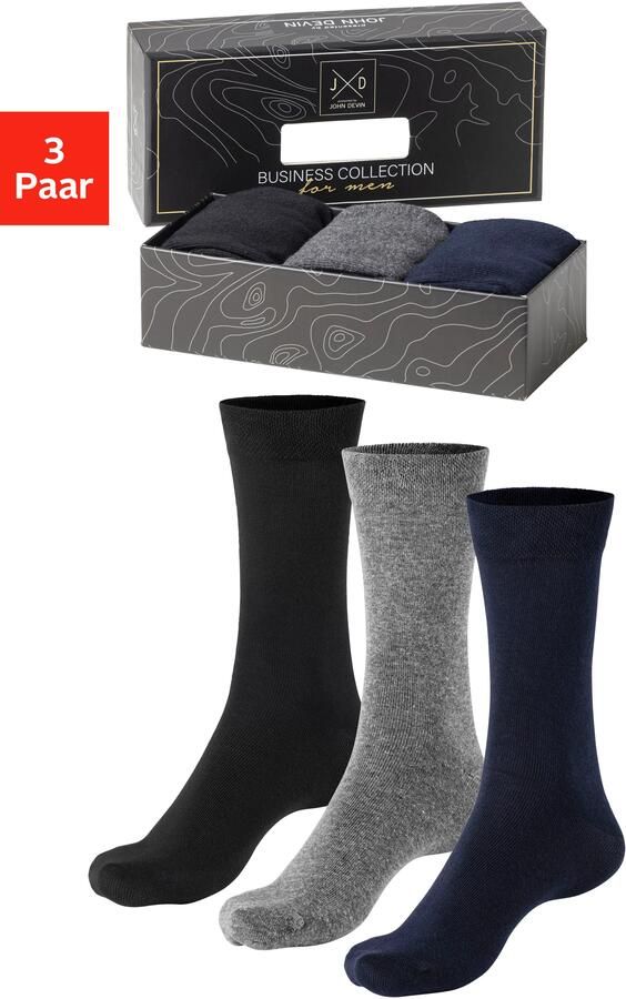 John Devin Business-sokken met langere schachtlengte verpakt in een doos (set 3 paar) - Foto 13