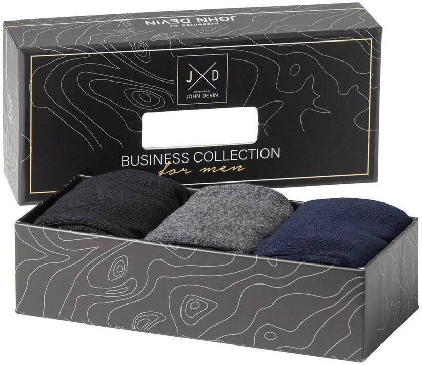 John Devin Business-sokken met langere schachtlengte verpakt in een doos (set 3 paar) - Foto 3