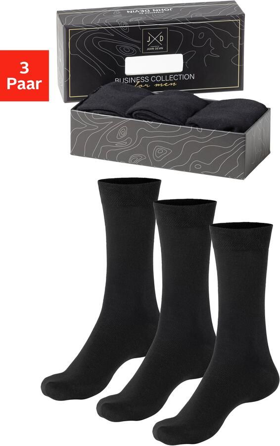 John Devin Business-sokken met langere schachtlengte verpakt in een doos (set 3 paar) - Foto 12
